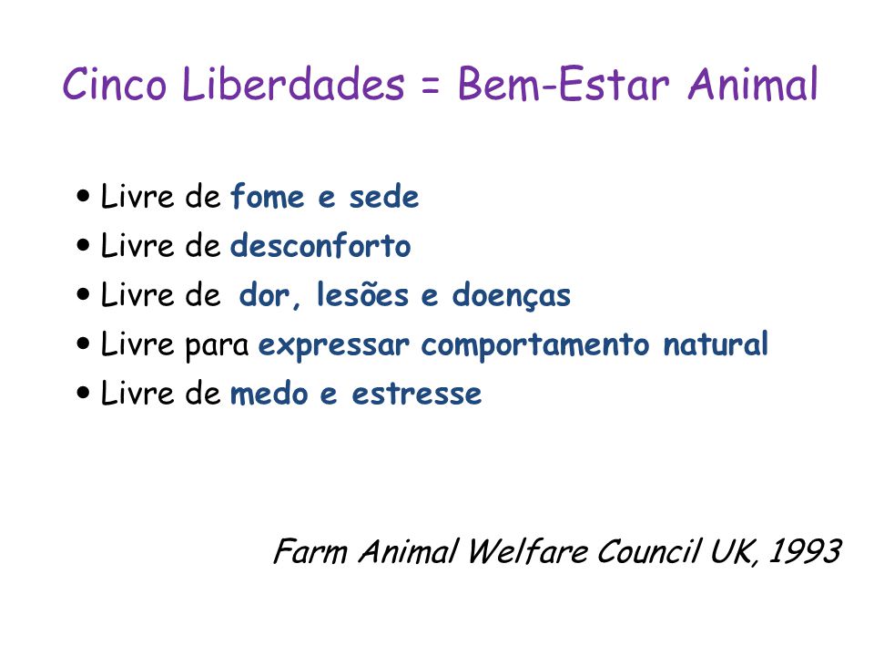 5 liberdades animais